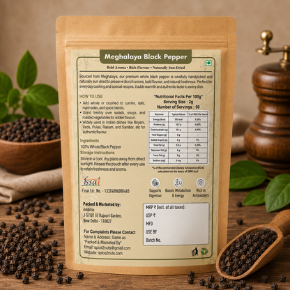 Black Pepper Whole From Meghalaya - 100g